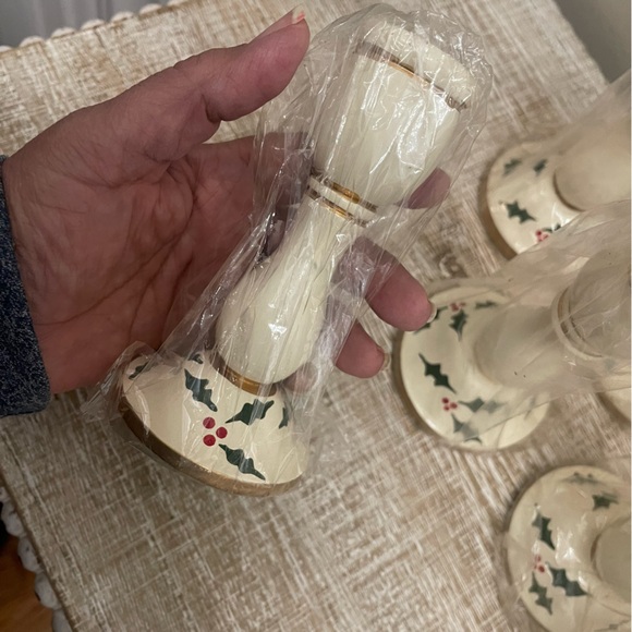 Holiday Wooden Candle Holders with Holly Design, Set of 9, 5x3 - Picture 2 of 6